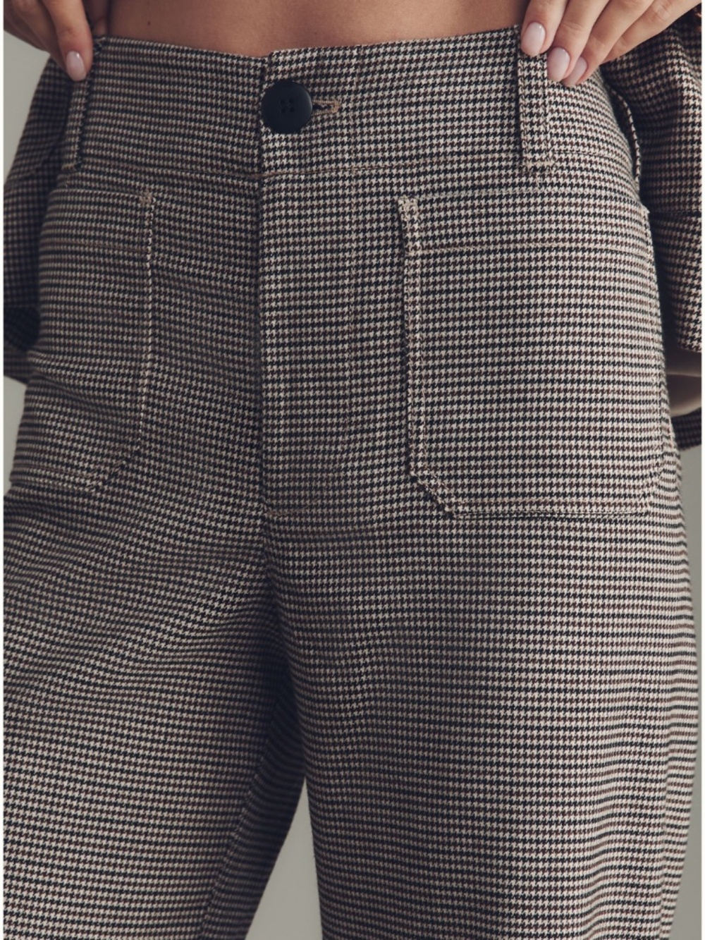 NWT: Brown & Cream “Colette” Crop Houndstooth Pants (25P) by Maeve - Picture 3 of 5